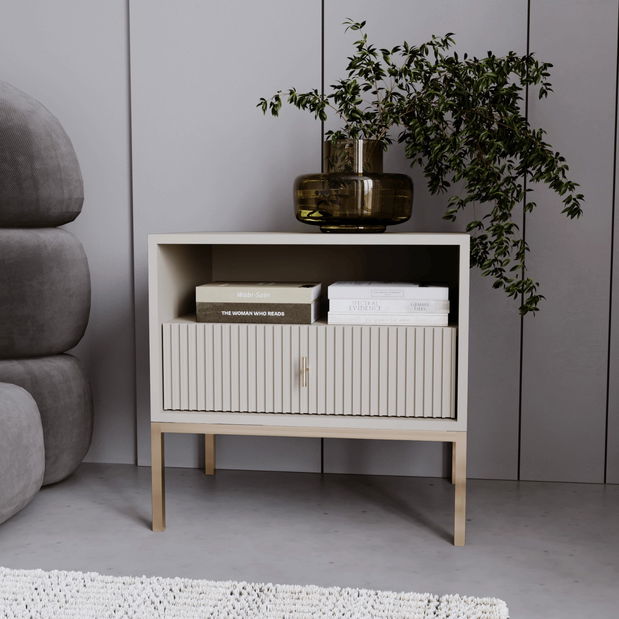 Nočný stolík Militaba (kašmír + zlatá) 