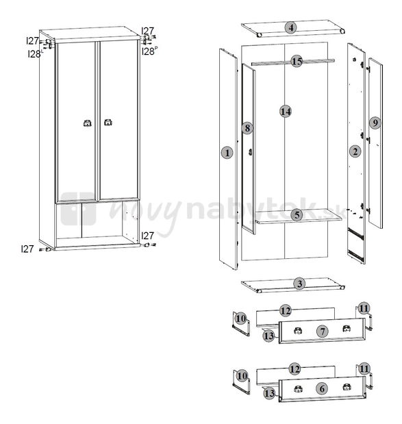 Šatníková skriňa BRW INDIANA JSZF 2D2S (Borovica antická)