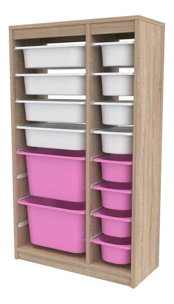 Organizator za igračke Dremonka 6 (hrast sonoma + bijela + ružičasta)