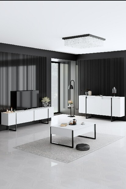 Mobilier living Luna (Alb + Negru)