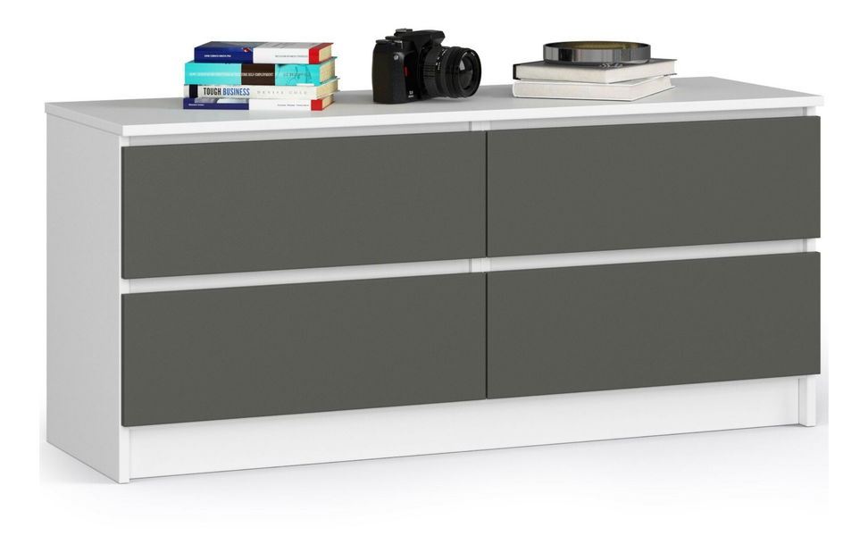 Comodă Kraft 4SZ (alb + grafit)