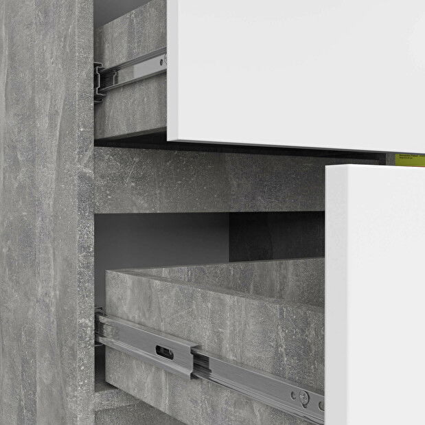 Comodă Komeito (beton + alb)