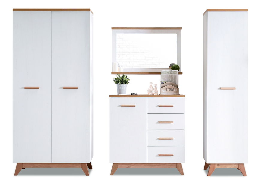 Mobilier cameră studenți Bajas 01 (alb + stejar)