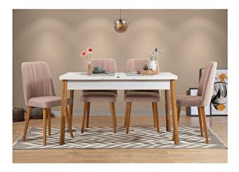 Set mobilier sufragerie Dobuse 3 (pin atlantic + alb + piatră) (pentru 4 persoane)