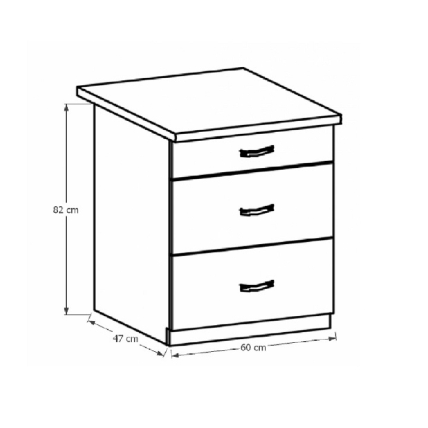 Dolná kuchynská skrinka D60S3 Provense (biela + sosna andersen)