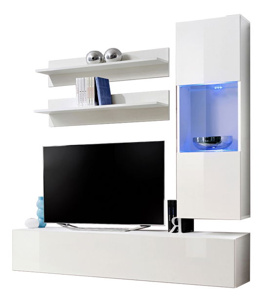 Obývacia stena Ferryhill 23 WW FY H3 (s osvetlením)(biela + lesk biely)