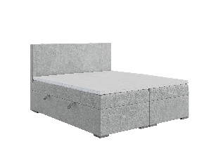 Manželská posteľ Boxspring 180 cm Lemmy (sivá) (s matracom a úl. priestorom)