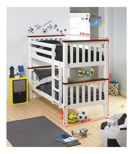 Pat supraetajat 90 cm Rowan (cu somieră)