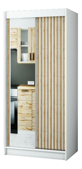 Ormar za garderobu 100 cm Ladonna 2 (Bijela mat) (s ogledalom)