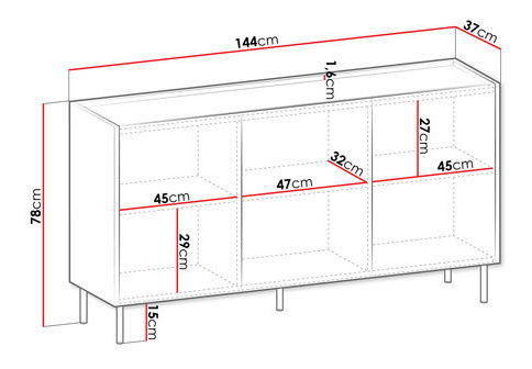 Komód Anto 200 (warmia dió + fekete márvány)