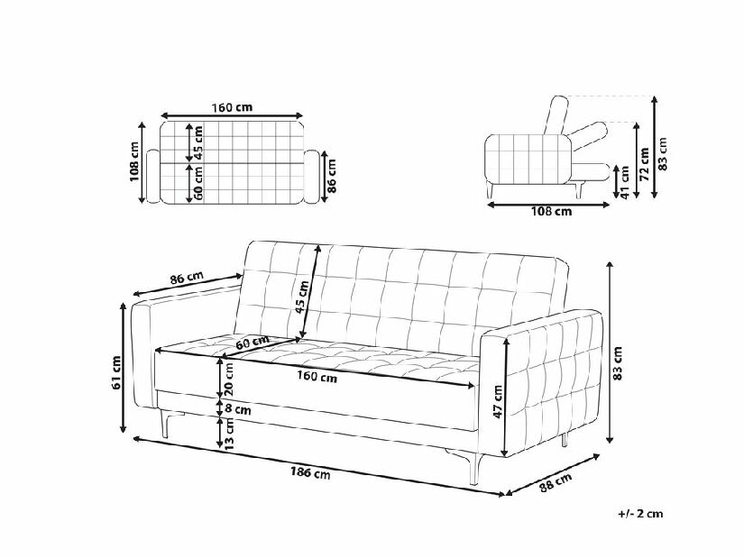 Sofa trosjed Aberlady (mornarsko plava)