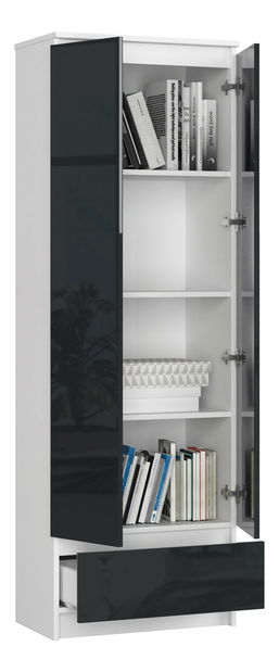 Polcosszekrény Renzo (fehér + fényes grafit)