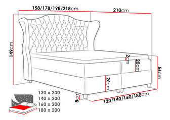 Manželská posteľ 120 cm Leonardo (béžová ) (s roštom, matracom a úl. priestorom)