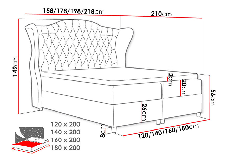 Manželská posteľ 120 cm Leonardo (béžová ) (s roštom, matracom a úl. priestorom)