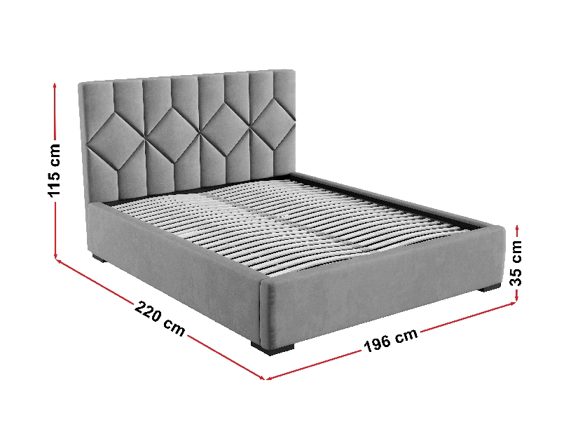 Tapeciran krevet 180x200 cm Veggie (tamno siva)