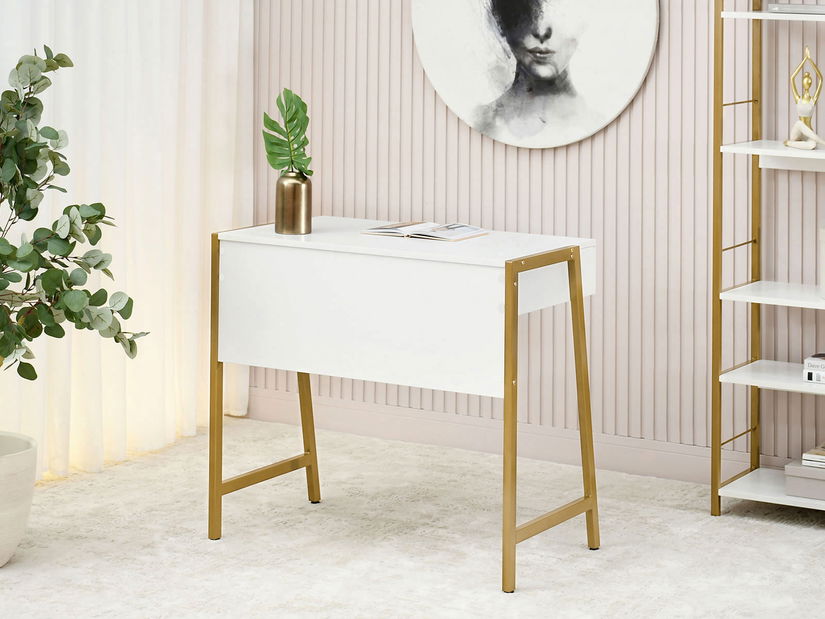 PC stolík Norsinimo (biela + zlatá)