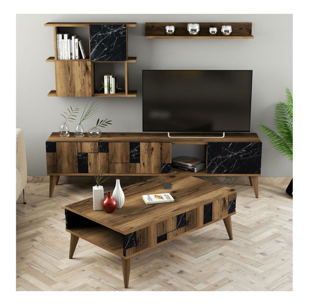 Set za dnevni boravak Madre (orah + crna)