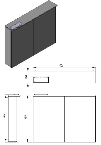 Kúpeľňová skrinka na stenu Juventa Monza MnMC-100 W (so zrkadlom) (s osvetlením)