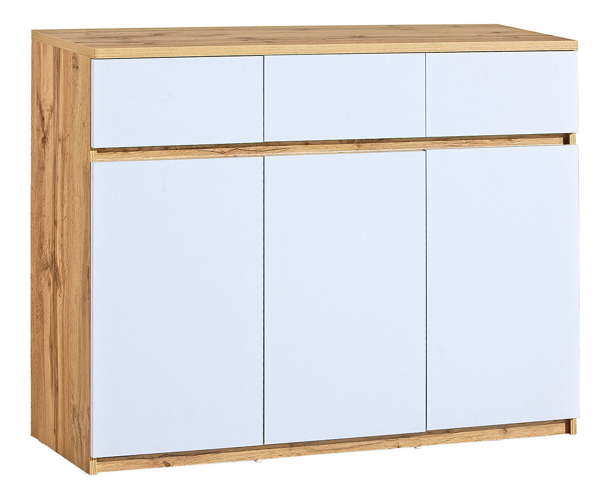 Komoda tip AR6 Alishia (bijela mat + hrast wotan)