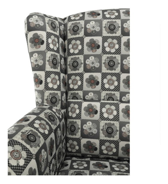 Fotoliu cu urechi cu taburete Aevo (patchwork N1)