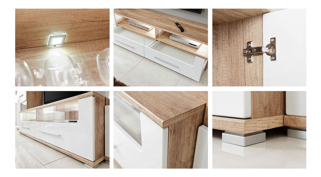 Mobilier living Solange III (stejar monument + Alb lucios )