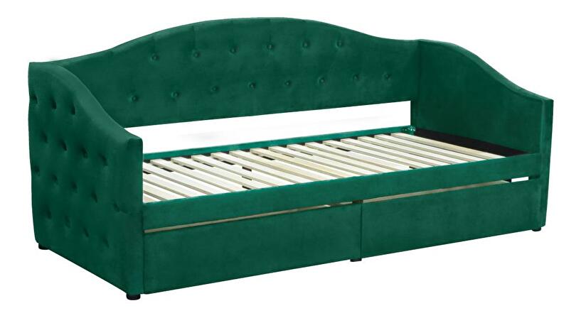 Pat de o persoană (divan) 90 cm Zonas (verde) (cu somieră) (cu sp. depozitare)