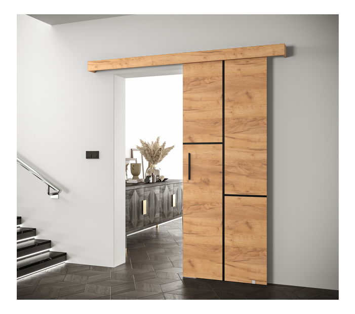 Klizna vrata 90 cm Sharlene VII (craft zlatni + craft zlatni + crna)