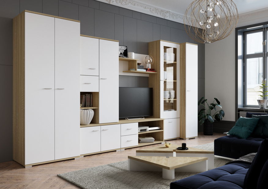 Obývacia stena Arves (dub sonoma + biela)