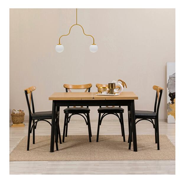 Set mobilier sufragerie Duvasa 10 (negru) (pentru 4 persoane)