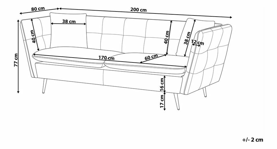 Sofa trosjed FERICA (svijetlo siva)