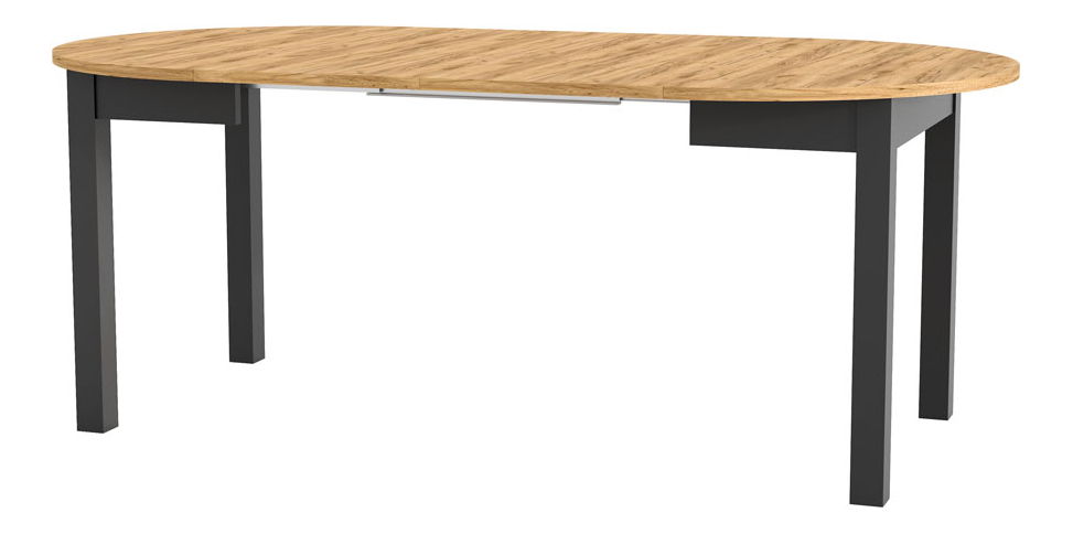 Masă de sufragerie Isiah 02 (Stejar + negru) (pentru 4-8 persoane)