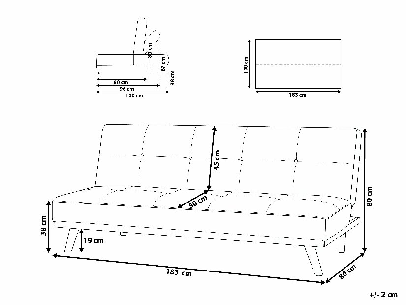 Sofa trosjed Farum (smeđa)