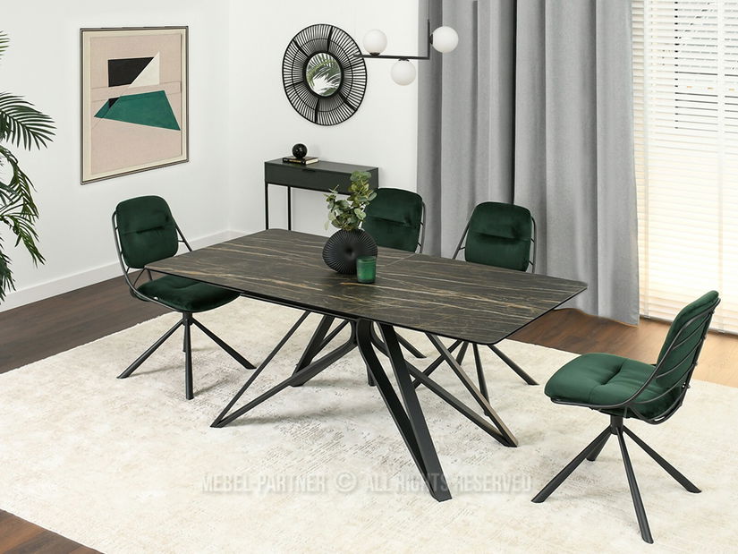 Jedálenský stôl Venda (čierny mramor + čierna)