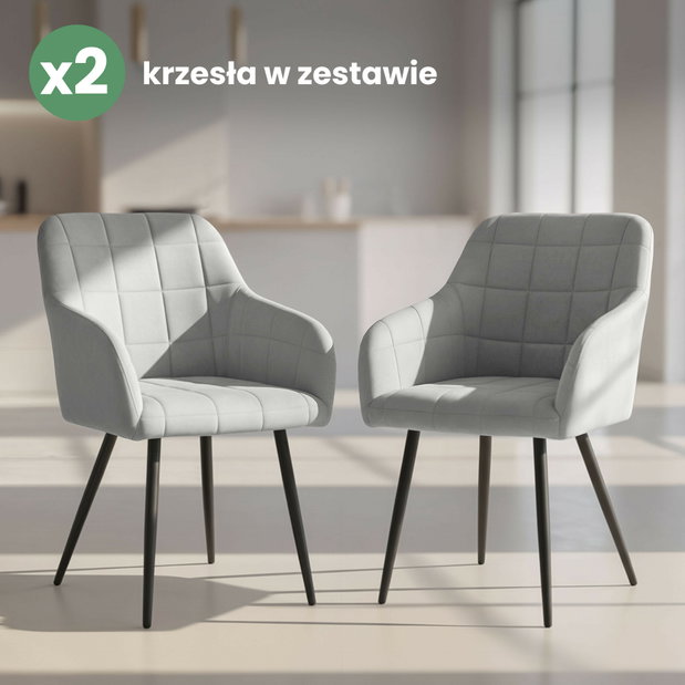 Set blagovaonskih stolica (2 kom.) Luksemburg (siva + crna)