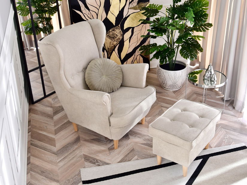 Kreslo ušiak Margis (biela)