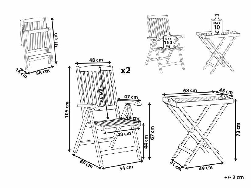 Set mobilier de grădină Amali (lemn închis)