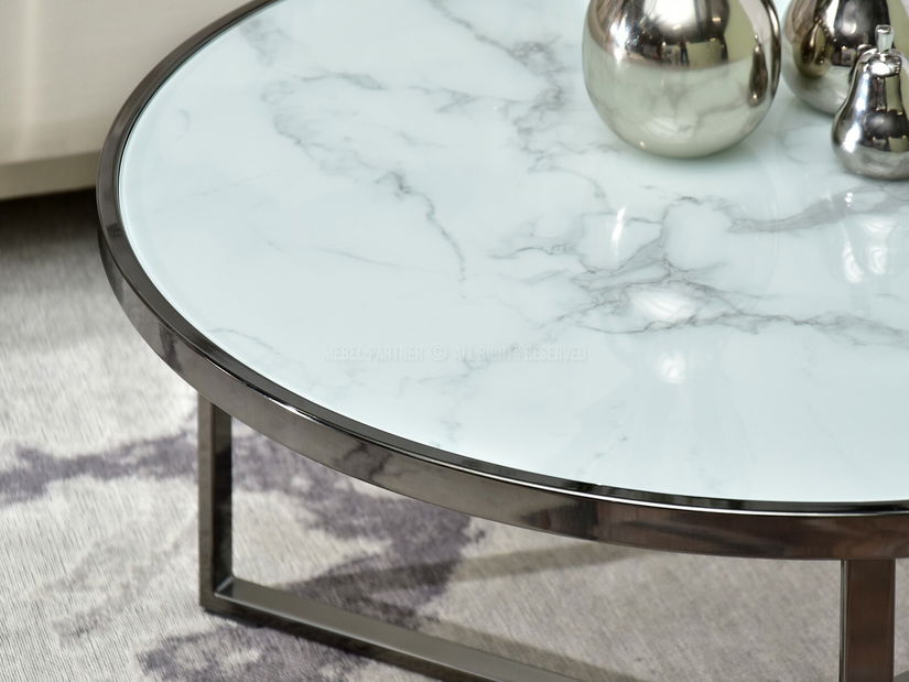 Dohányzóasztal Natol (fehér + nikkel)