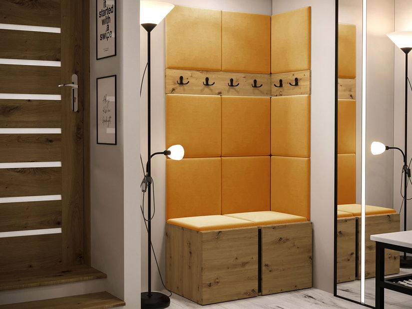 Predsoblje Tovenaz I (hrast artisan + crna + žuta) 