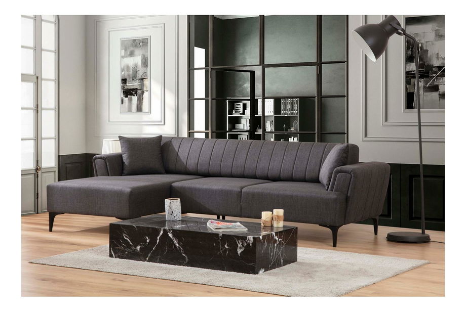 Kutna garnitura Hamletta (L) (tamnosiva + crna)