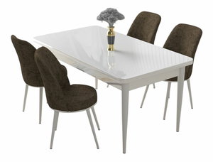 Jedálenský set Nilla (mramor čierny + hnedá) (pre 4 osoby)