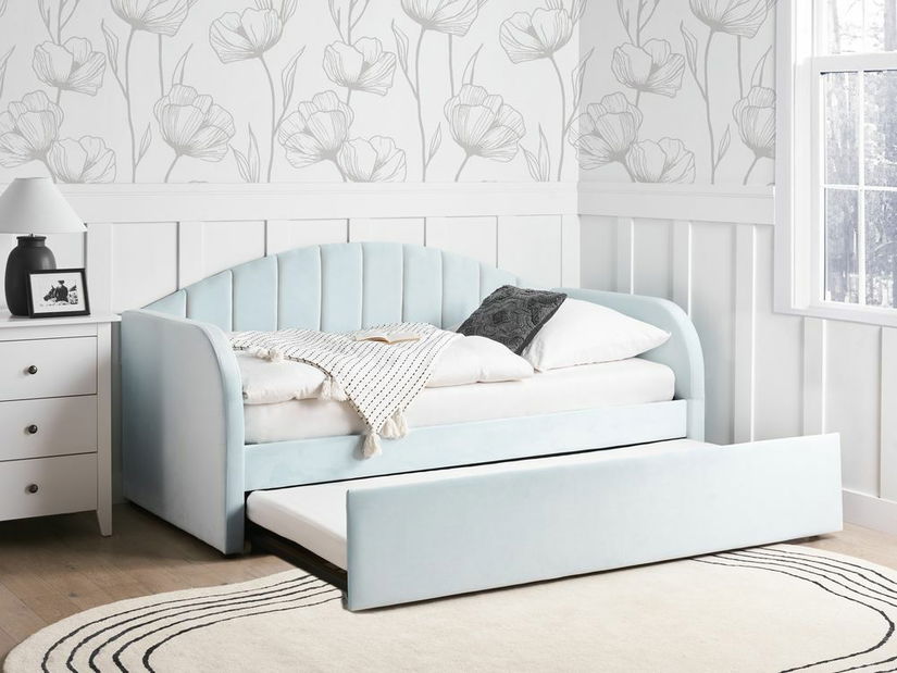 Jednolôžková posteľ 200 x 90 cm Eithan (modrá) (s roštom)