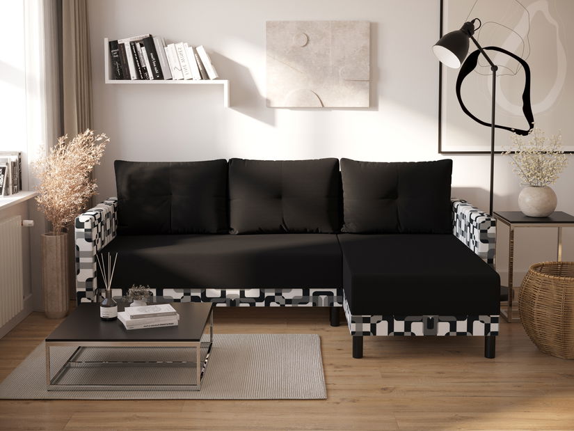 Kutna garnitura Glimmer L (tamnosmeđa + bijela + crna) (D)