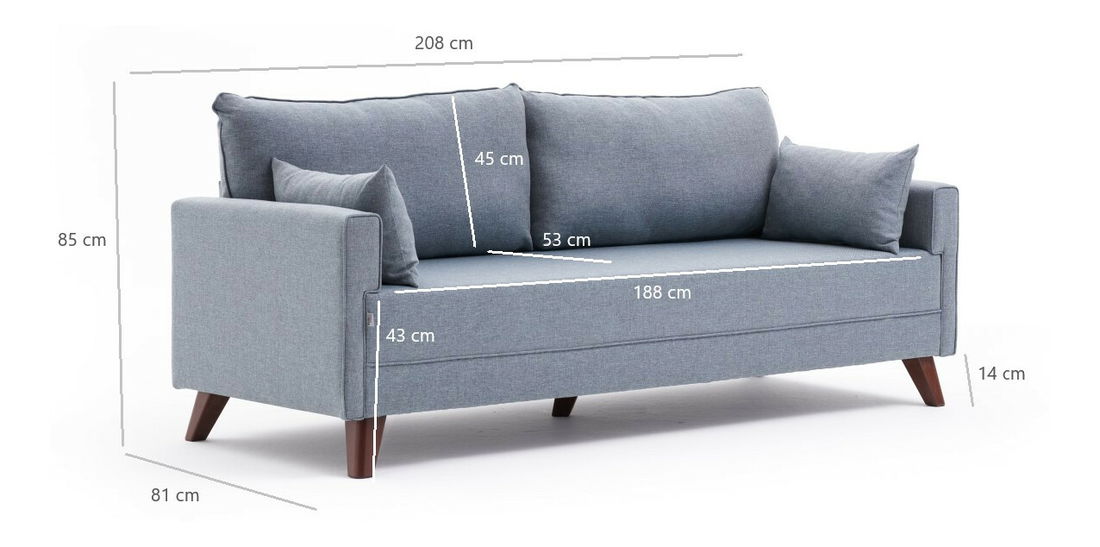 Sofa trojsed Bellina (plava)