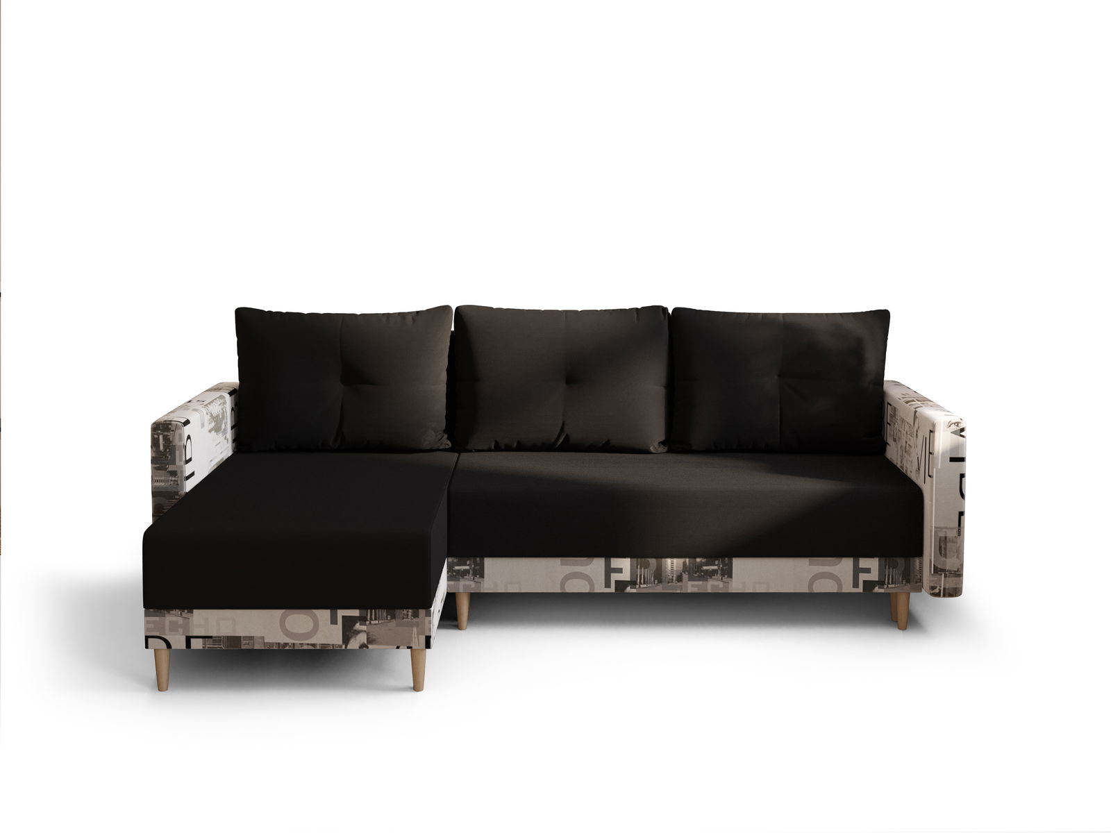 Sarok ülőgarnitúra Glimmer L (bézs + fekete) (B)