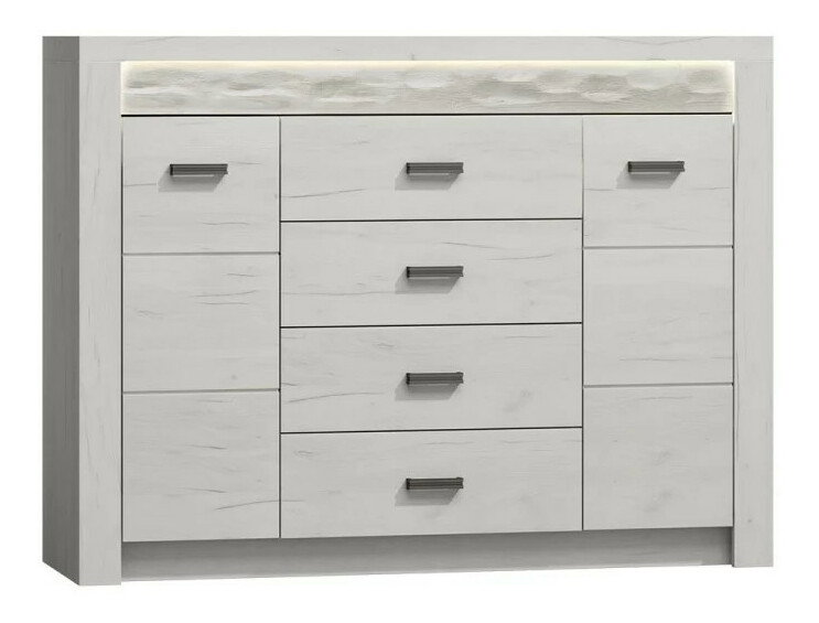 Comodă combinată Nadenas N7 (Alb craft) (iluminat LED Alb deschis)
