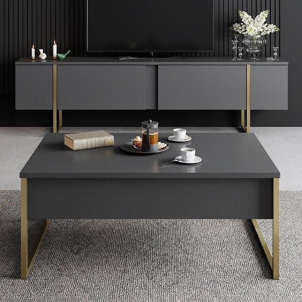 Mobilier living Luna (Antracit + Auriu)