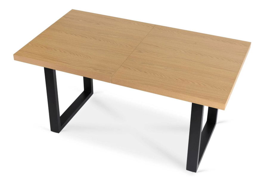 Blagovaonski stol na razvlačenje Escuchan (zlatni hrast + crna) (za 6 do 10 osoba)