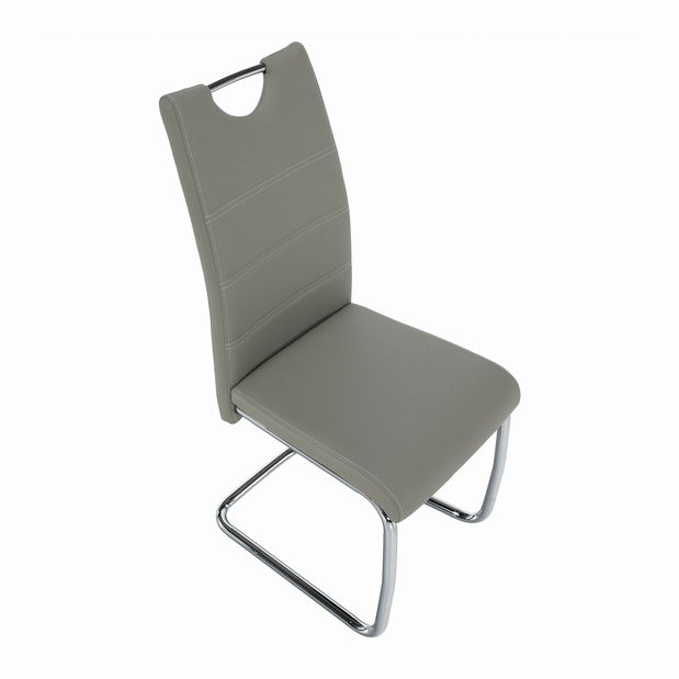 Blagovaonska stolica Abalia New (svjetlosiva + krom) 