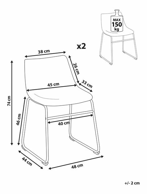 Set 2 buc. scaune pentru sufragerie Basta (albastru)