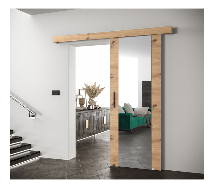 Uși culisante 90 cm Sharlene II (stejar artisan + stejar artisan + negru)